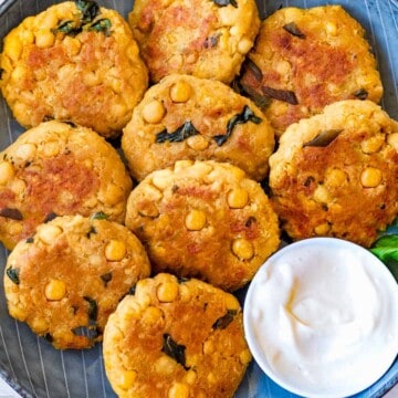 Chickpea Basil Patties with a hint of fresh lemon, served with Aioli.