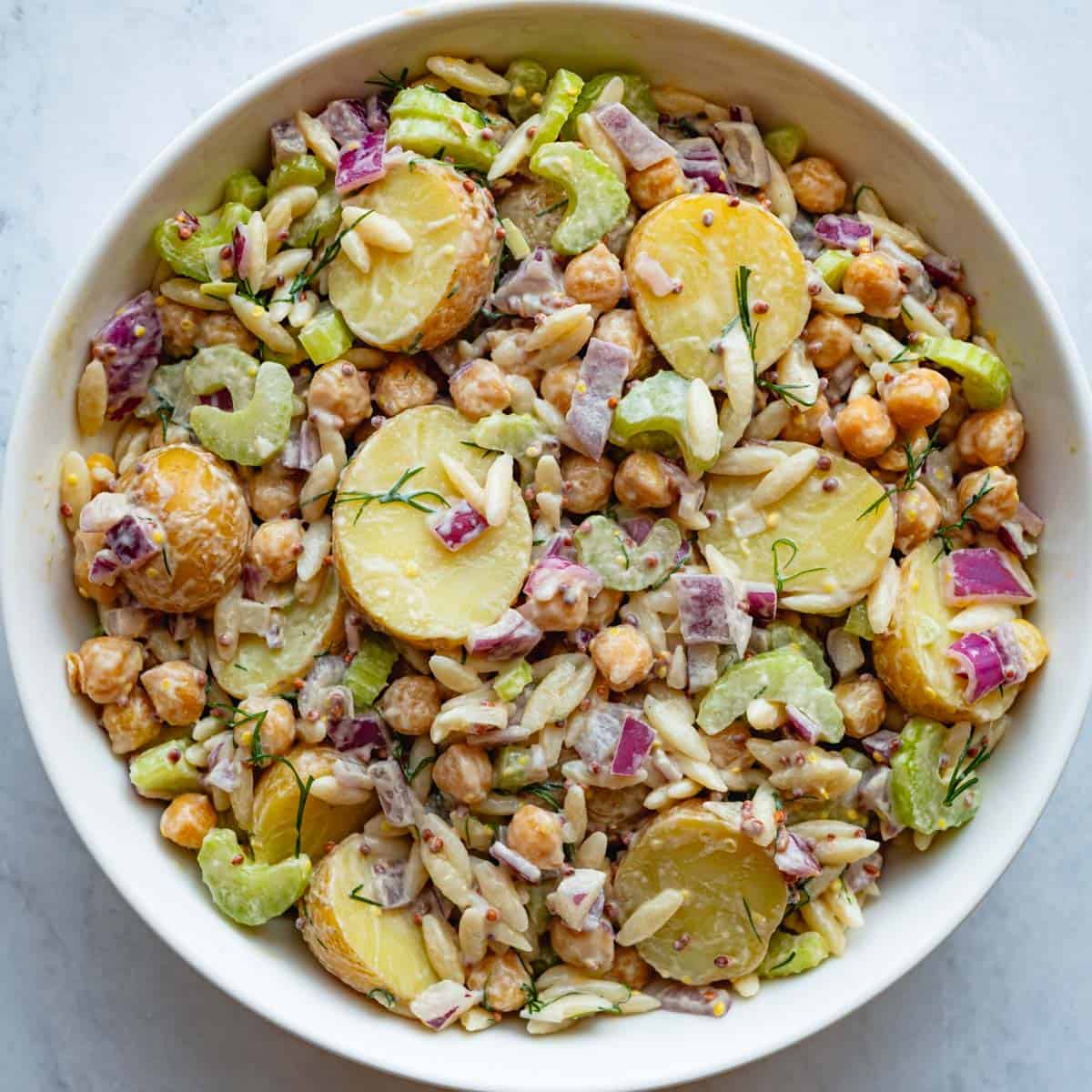 Easy Potato Pasta Salad with Chickpeas Cooking For Peanuts