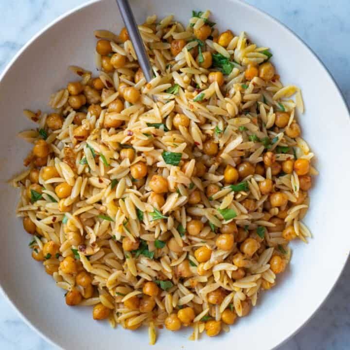 Orzo Pasta with Chickpeas Cooking For Peanuts