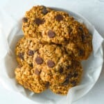 Easy-to-Make Vegan Oatmeal Chocolate Chip Cookies in a white bowl.