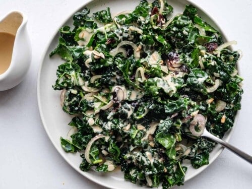 milk street kale salad with green tahini dressing Mehendi Green Draped Blouse with Frill Skirt main image 1