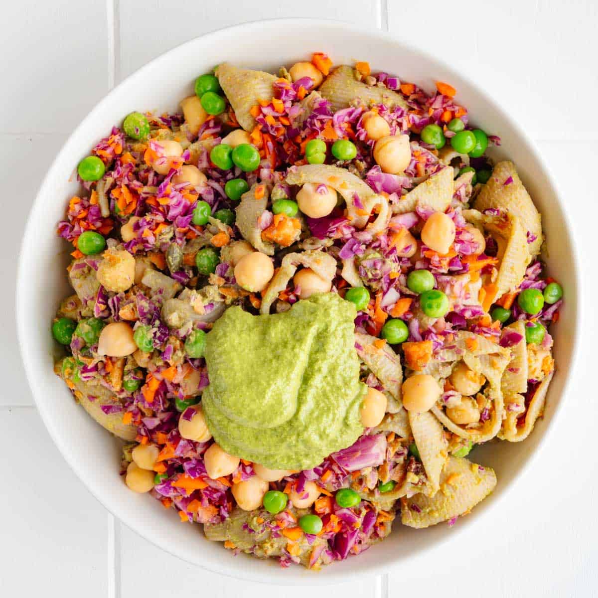 High Protein Pasta Salad with Peas