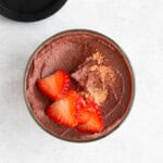 Sweet potato protein mousse in a glass jar.