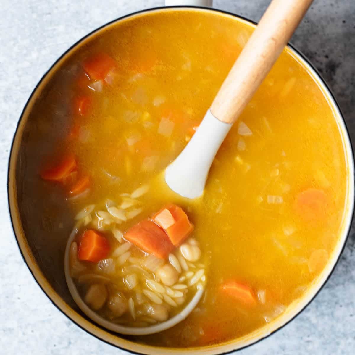 Vegan Lemon Orzo Soup - Cooking For Peanuts