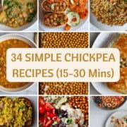 Nine simple chickpea recipes in a collage.