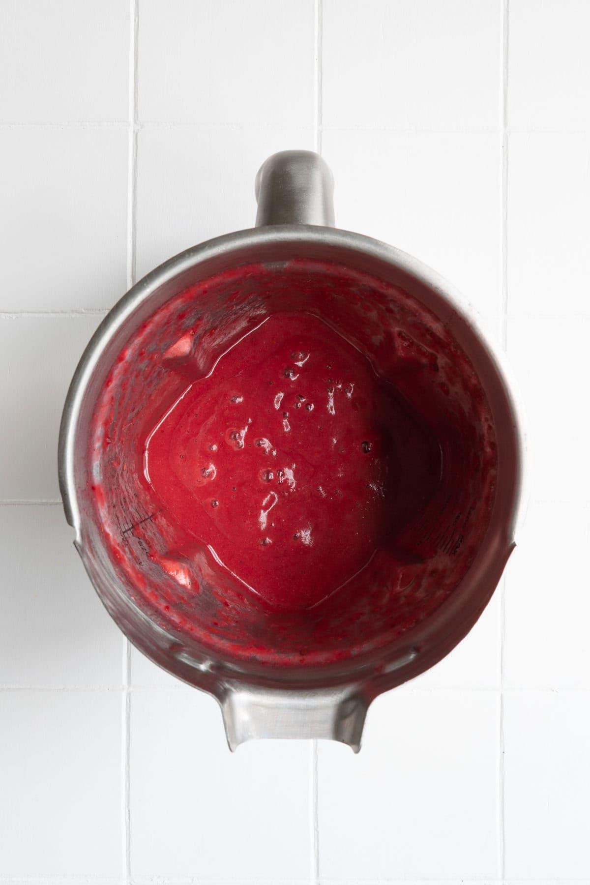Smooth red sauce in blender.