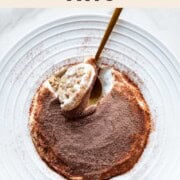 Tiramisu oats in a white bowl.