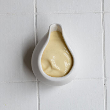 Tofu cream nondairy creamer in a white bowl.