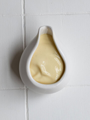 Tofu cream nondairy creamer in a white bowl.