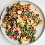 Black bean, corn, and avocado salad with chipotle dressing.
