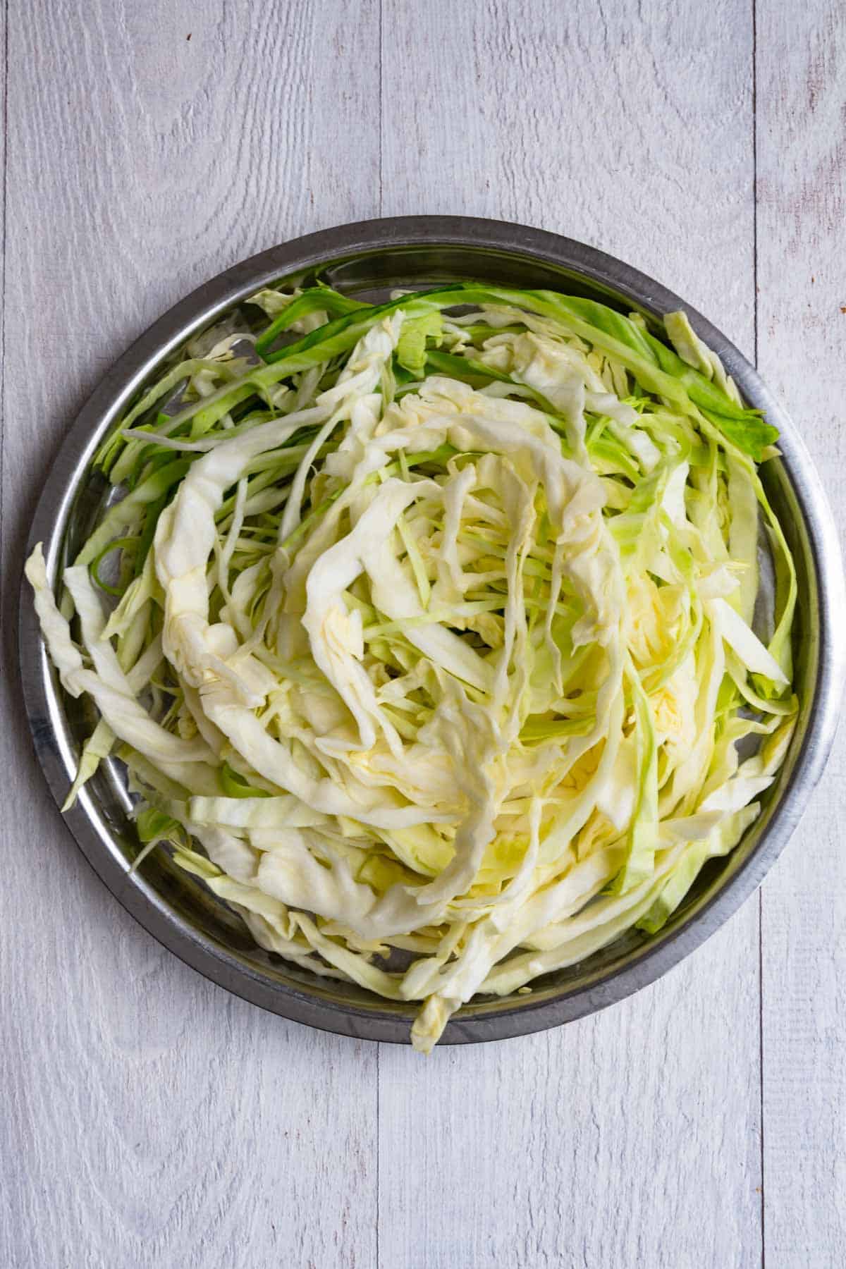 Thinly sliced cabbage noodles.