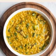 Savory Protein Porridge in a white bowl.