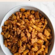 Simple crispy tempeh in a bowl.