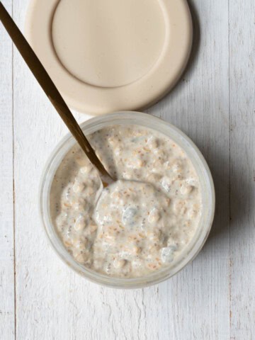 Overnight oats made blood-sugar friendly and high protein.