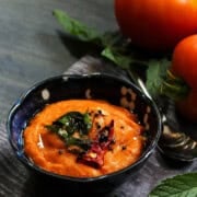 Tomato chutney in a bowl.
