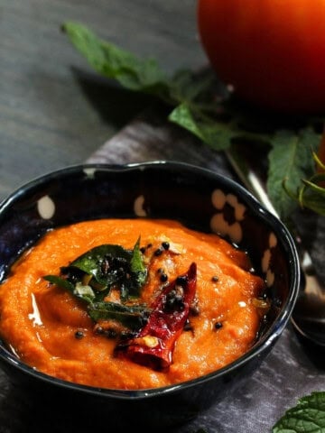 Tomato chutney in a bowl.