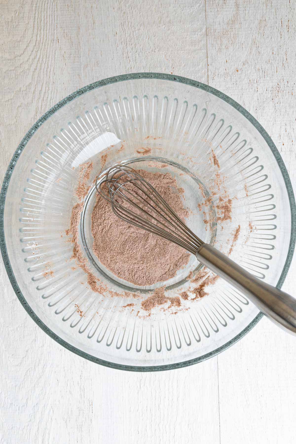 Whisked baking powder, baking soda, and cinnamon.