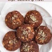 Gluten-free flourless teff breakfast muffins on a white plate.