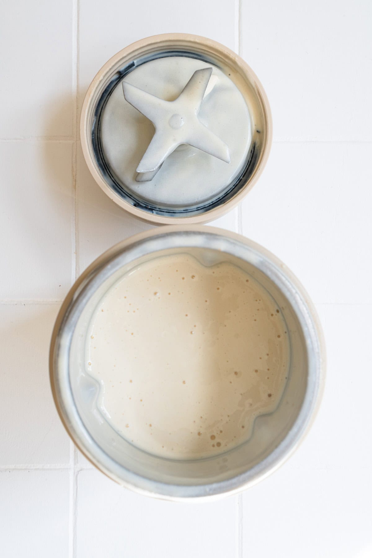 Blended creamy savory yogurt miso mixture.