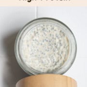 Creamy savory chia pudding with yogurt, tahini, and red lentils.