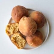 High-protein bread rolls on a plate.