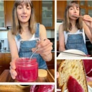 Psyllium jelly in a jar with sourdough bread.