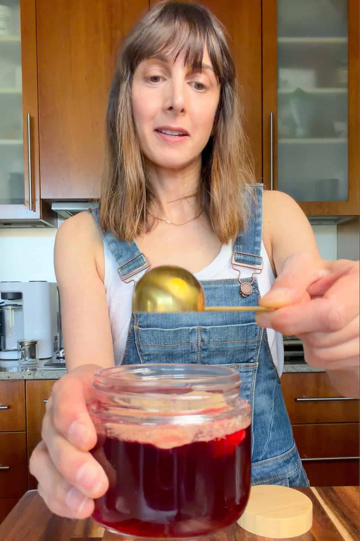 Cranberry juice with psyllium powder.