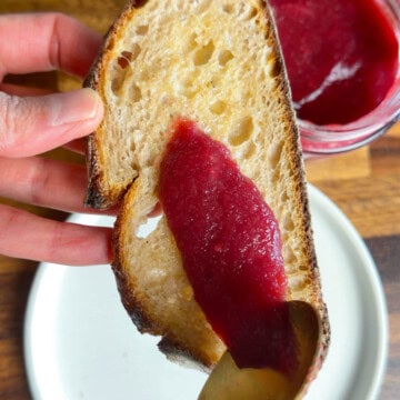 Psyllium Jelly in a jar with sourdough toast.