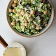 Creamy lime miso dressing and broccoli bean salad.