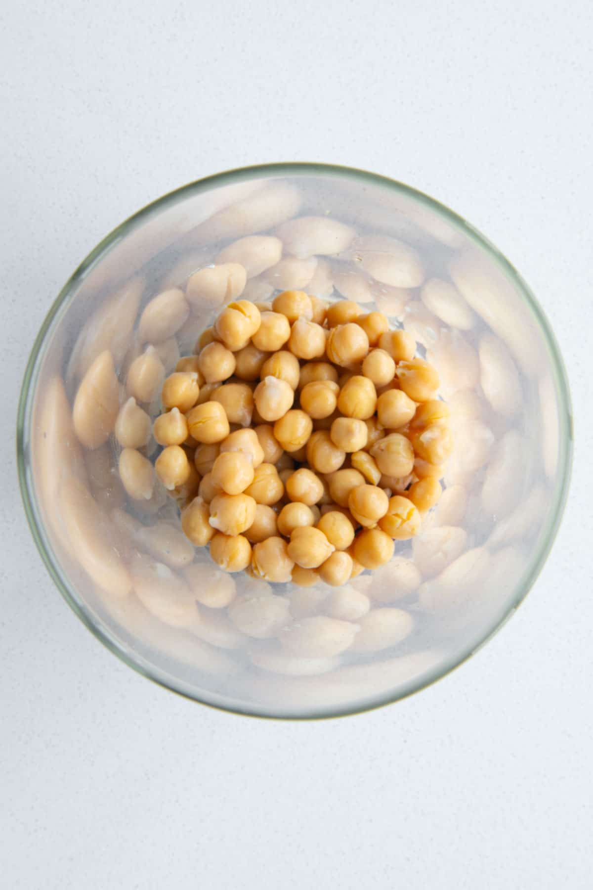 Chickpeas in a glass salad jar.