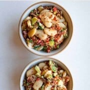 White bean quinoa salad in two bowls.
