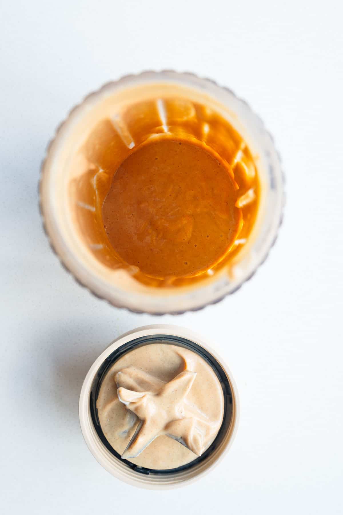Blended wet ingredients for healthy zucchini chocolate cake.