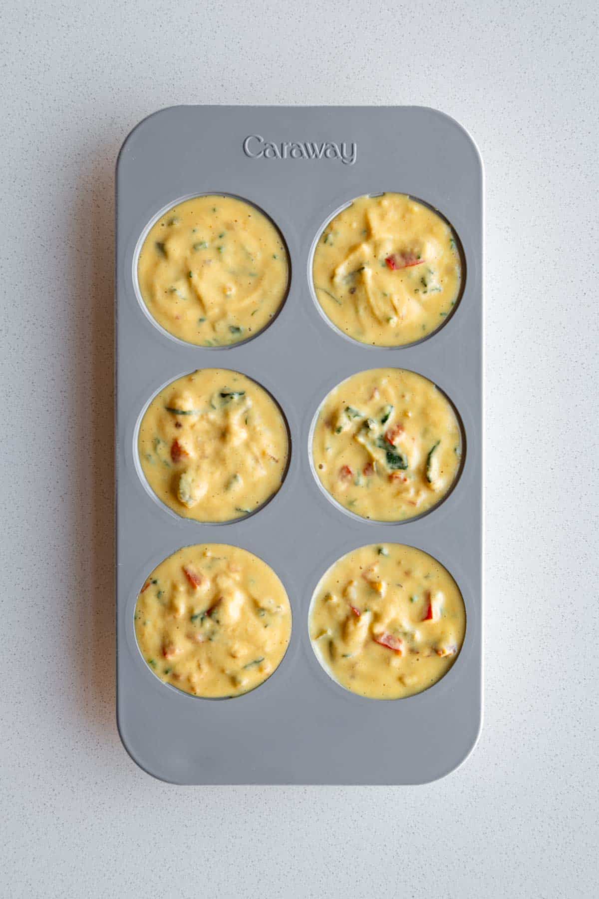 Mung Bean Vegan Egg Bites in a nonstick muffin tin.
