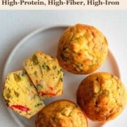 Mung Bean Vegan Egg Bites on a white plate.