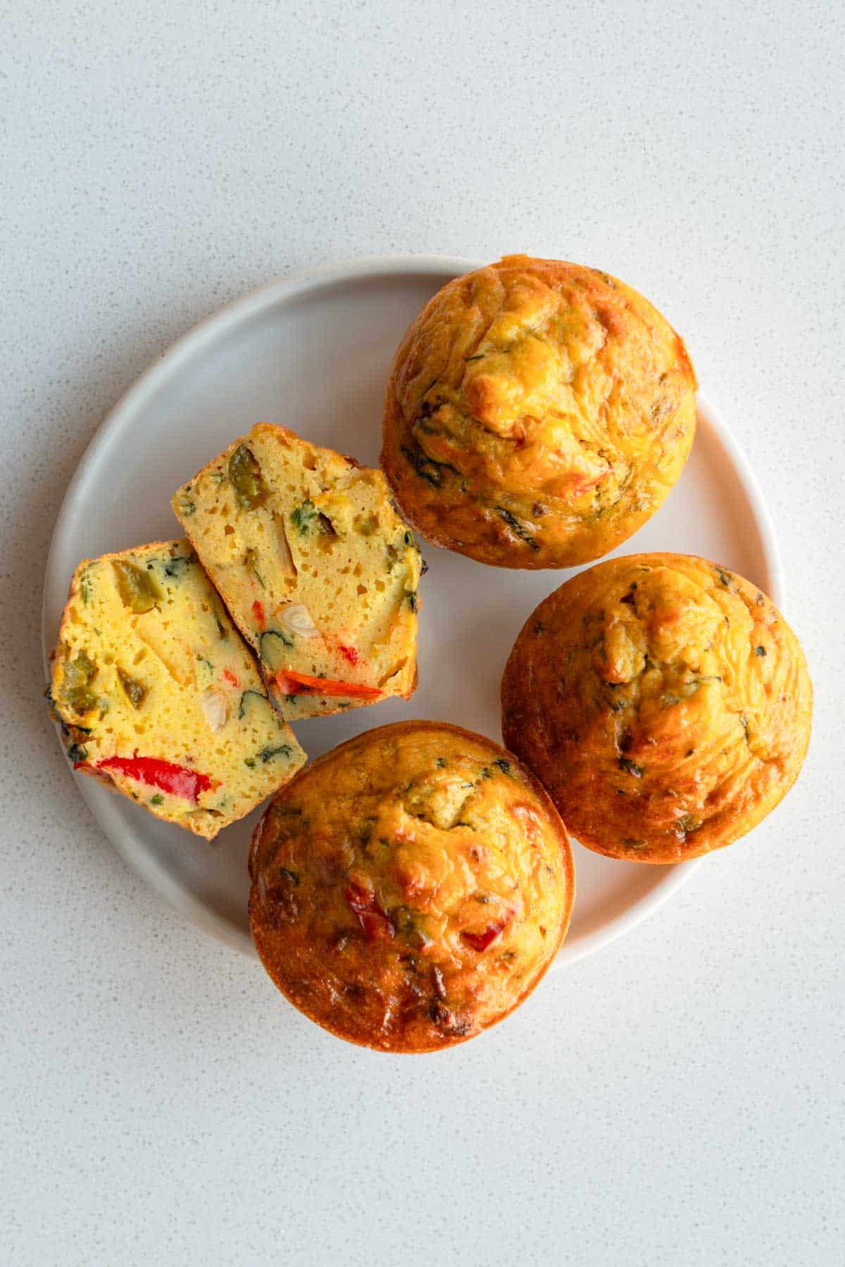 Mung Bean Vegan Egg Bites on a white plate.