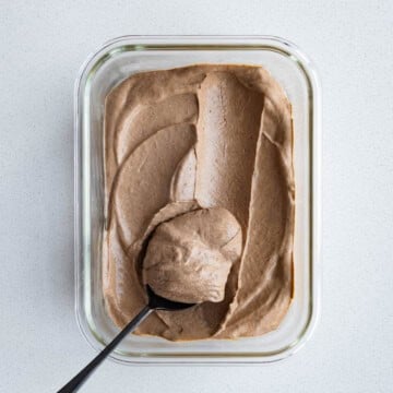 Silken tofu mousse in a glass dish.