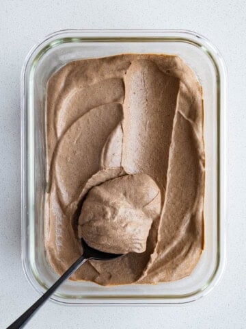Silken tofu mousse in a glass dish.