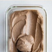 Silken tofu mousse in a glass dish.