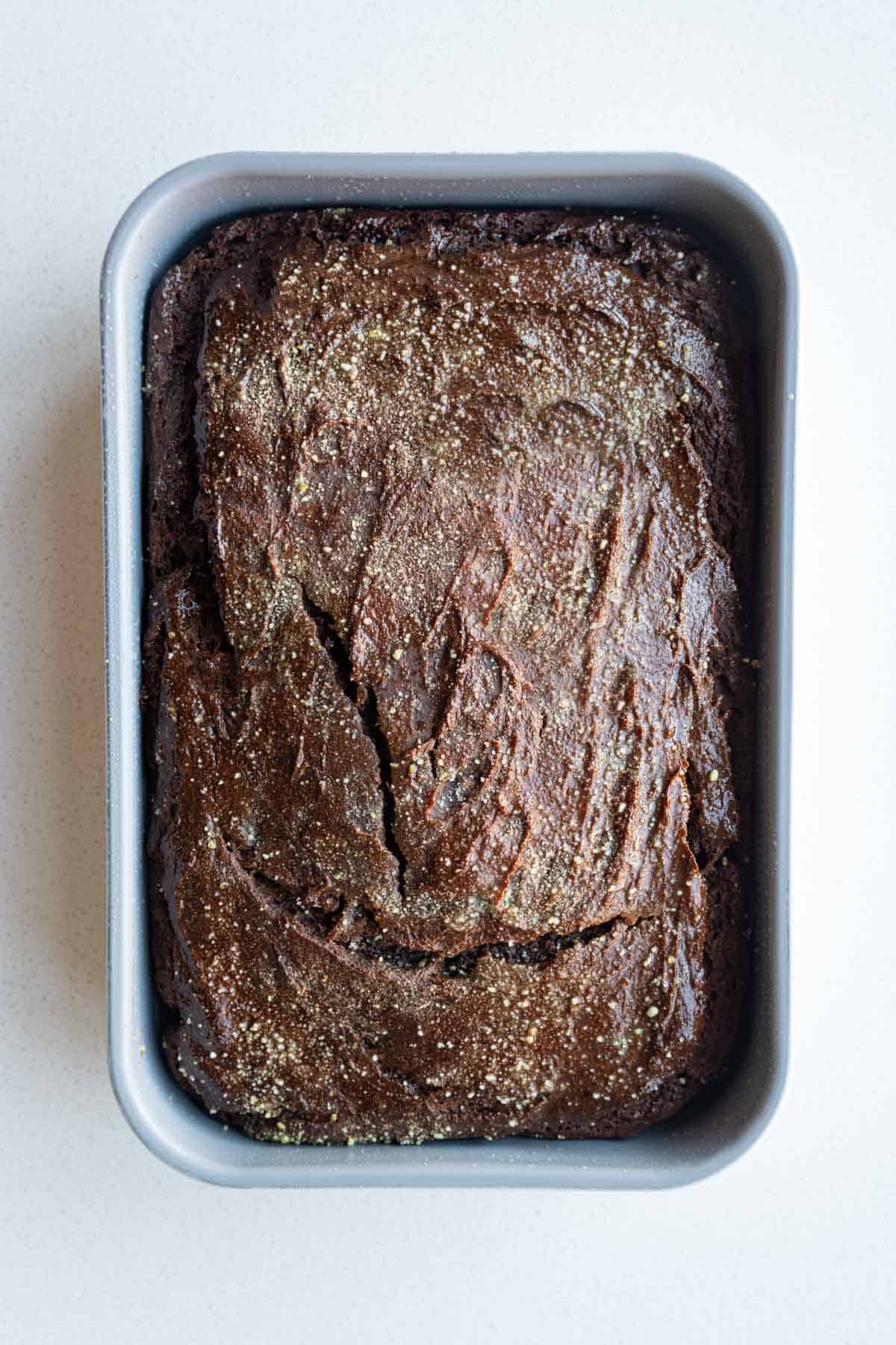 Vegan Banana Bread Tofu Brownies in a baking dish.
