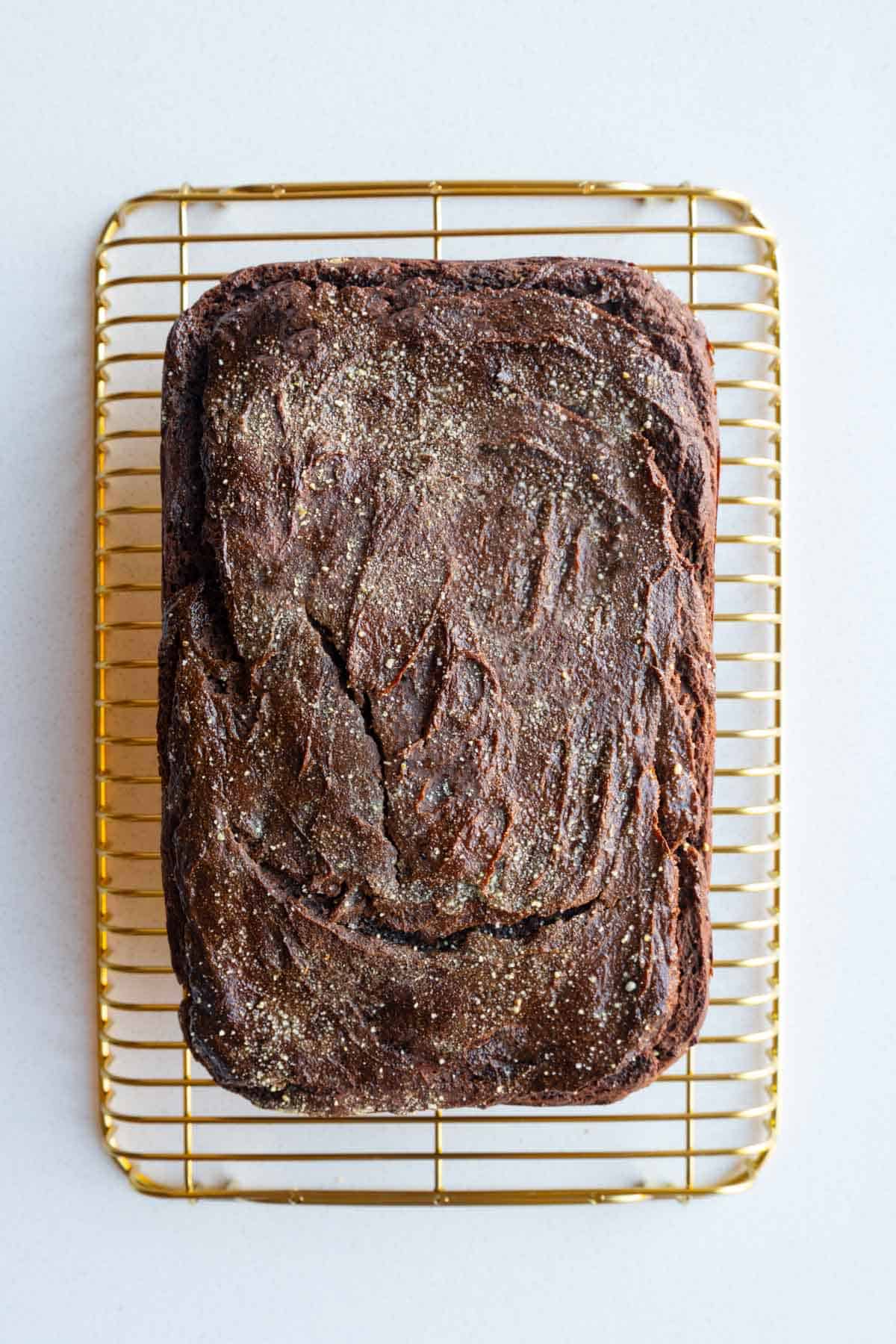 Vegan Banana Bread Tofu Brownies on a cooling rack.